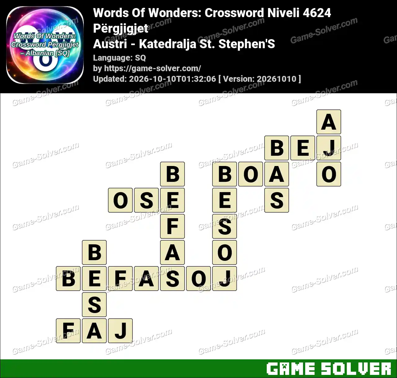 Words Of Wonders: Crossword Niveli 4624 Përgjigjet – Austri – Katedralja St. Stephen’S